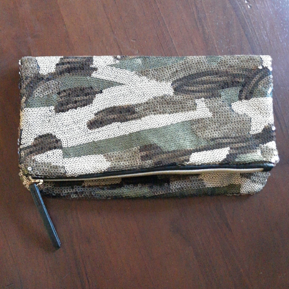 Sequined Camo Clutch